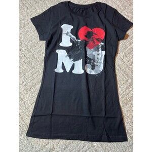 Michael Jackson I Heart MJ Women's Size Medium Black T Shirt Pop Band Tee NEW